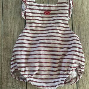 Tutto Piccolo Red and White Striped Baby Romper
